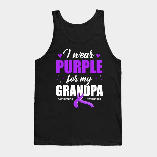 Support I Wear Purple For My Grandpa Alzheimer's Awareness Tank Top by James Green